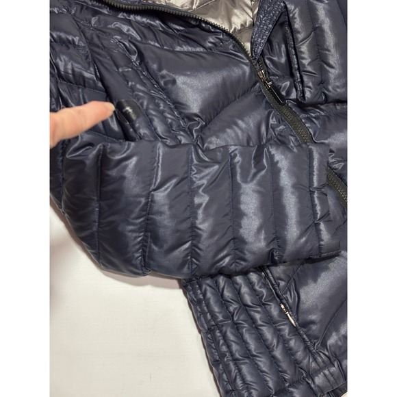 Andrew‎ Marc Premium Down Quilted Packable Navy Hooded Full Zip Puffer Jacket S - Picture 6 of 12
